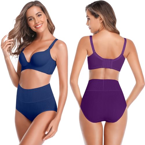 Women's High Waist Cotton Underwear Super Stretchy Briefs Full Coverage Panties Soft Women Panties 5-Pack2