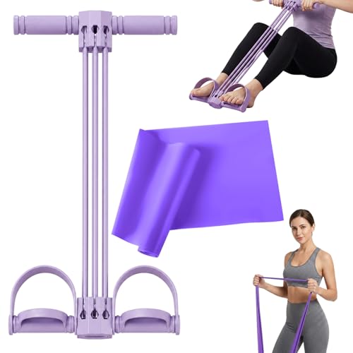 Pedal Resistance Band with Handles, Adjustable Detachable Multifunction Pedal Resistance Band, Rubber Tension Rope for Abs, Arms, Waist, Legs & Home Fitness(Purple)