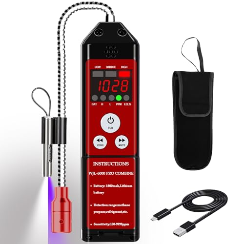 Refrigerant Leak Detector, Aprvtio WJL-6000PRO Combine A2L Freon Leak Detector Rechargeable, 0.14 oz/yr Sensitivity, Audible & Visual Alarms, Automotive AC Leak Detector for R454B R1234yf R32 R410A