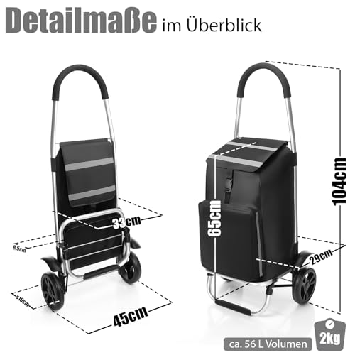 BigDean Einkaufstrolley klappbar mit Kühlfach - auch als Sackkarre nutzbar - Einkaufswagen mit extra großen Reifen – Bild 4
