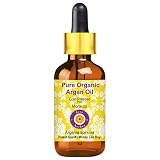 Deve Herbes Pure Organic Argan Oil (Morrocano) (Argania spinosa) con contagocce di vetro 100% naturale di grado terapeutico pressato a freddo per la cura della persona, 50 ml