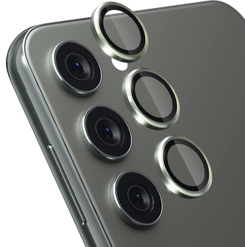 Image of Skinomi Camera Lens Protector Compatible with Samsung Galaxy S24 5G [Anti-Scratch] Premium Tempered Glass Film Aluminum Alloy Lens Ring Cover- Lime Green
