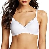 Maidenform Women's Comfort Devotion No-Wire Embellished Demi with Lift Bra, White Lace Stone Combo, 38C