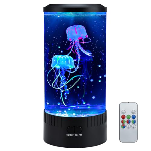 EPABO Jellyfish Lamp LED Mood Night Light, Remote Control Large Jellyfish Aquarium Tank Night Light with 7 Color Changing to Decorate Home Office, Gifts for Kids Teens Adults (Black) by EPABO - Used condition - US$12.78