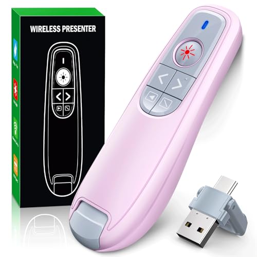 Presentation Clicker Wireless Presenter Remote Clicker, USB C PowerPoint Clicker for Presentation with Laser Pointer, RF 2.4GHz Computer Pointer Clicker Slide Advancer for Mac