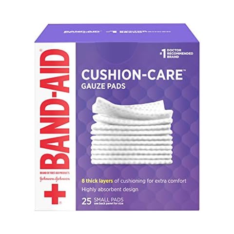 Band-Aid Brand Cushion Care Non-Stick Gauze Pads, Individually-Wrapped, Small, White, 2 x 2 in, 25 Count, Pack of 3 Cover