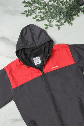 Image of Dollar Men's Polyester Colourblock Windcheater Jacket With Zipper Pockets and Hood