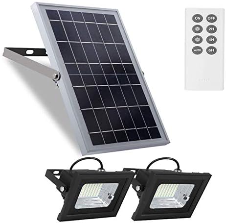 Richarm Solar Flood Lights Outdoor Remote,800LM Dual 64 LEDs 4400mAh Dusk to Dawn Led Floodlights, IP65 Waterproof Solar Powered Lights for Shed Barn Garden