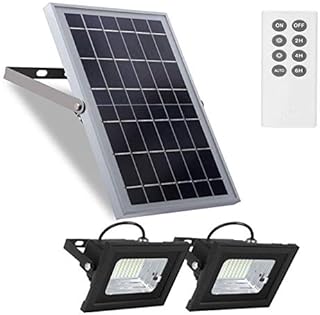 Richarm Solar Flood Lights Outdoor Remote,800LM Dual 64 LEDs 4400mAh Dusk to Dawn Led Floodlights, IP65 Waterproof Solar Powered Lights for Shed Barn Garden