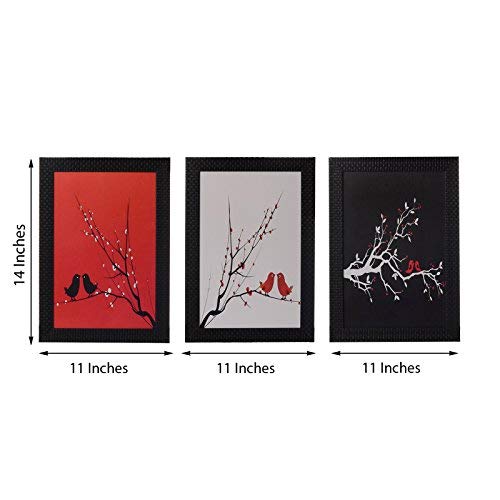 Peinture art UV Abstrait Arbre Vue tableau triptyque moderne 28x36 cm - 3