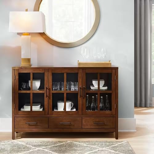 Image of The Attic Suzelle Sideboard|Multipurpose Cabinet for Kitchen and Living Room Storage|Crockery Storage|Solid Sheesham Wood|Honey Matte Finish