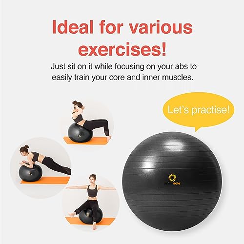 Image of Primasole Exercise Ball for Balance Stability Fitness Workout Yoga Pilates at Home Office & Gym Birthing Ball for Pregnancy, Office Ball Chair