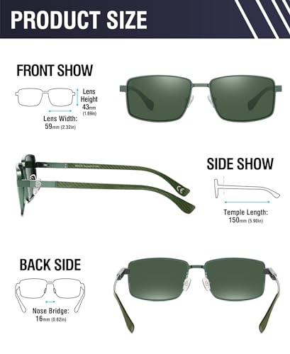 Image of DUCO Retro Rectangular Polarized Sunglasses for Men Trendy Carbon Fiber Shades
