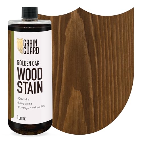 GRAIN GUARD Wood Stain Water Based | Golden Oak | 1L | Interior Furniture Stain | Light & Dark Stains | Eco-Friendly & Non-Toxic Wood Dye | Easy Application | Quick Dry & Low Odour