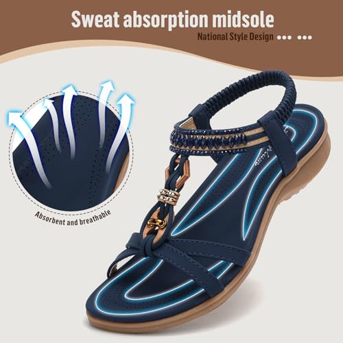 Image of Littleplum Womens Sandals Comfort Arch Support Sandals Summer Walking Shoes Casual Ankle Elastic Flip Flops Shoes