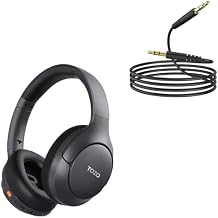 TOZO HT3 Hybrid Noise Cancelling Headphones, 90H Playtime Wireless Over Ear Bluetooth Headset, 3.5mm Aux Cable, Audio Cable Cords