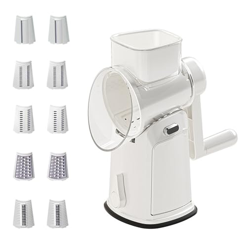 Image of 5-in-1 Cheese Grater and Vegetable Slicer with Suction Base Stainless Steel Blades Kitchen Essential Chopper for