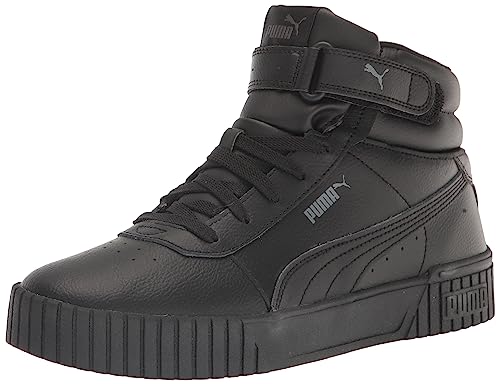 PUMA Women's CARINA 2.0 MID Sneaker, Puma Black-Puma Black-Dark Shadow, 6.5