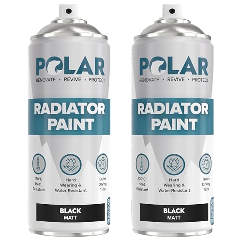 Image of Polar Radiator Spray Paint, 3-in-1, 2 x 400ml, Black, Matt Finish