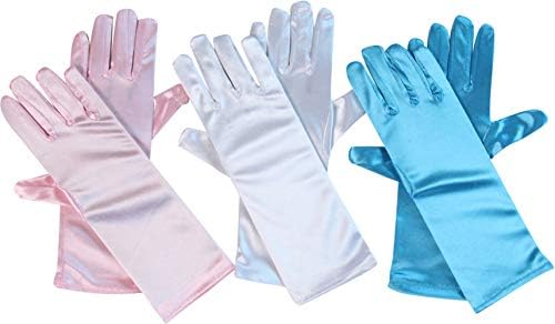 Making Believe Girls Princess Gloves 3 Pack - Pink, Blue and White