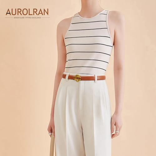 Image of Aurolran Women's Leather Belt with Buckle - Ideal for Dresses, Jeans, and Coats