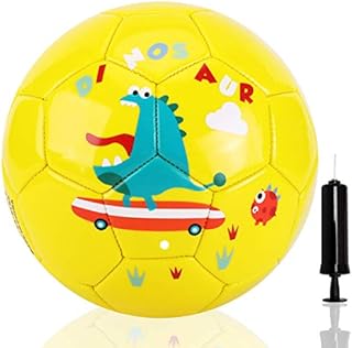 U&C Planet Football for Toddlers, Size 2 Football, Mini Ball for Kids, Garden Balls Gift for Boys Girls Age 1 2 3 Indoor Outdoor Yellow Dinosaur