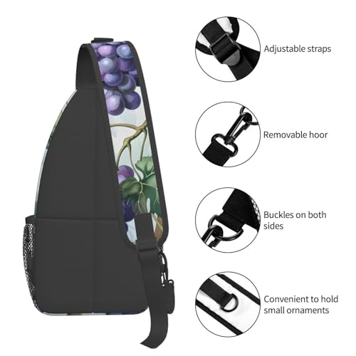 Bolso bandolera unisex con patrón uva ajustable ligero miniatura 5