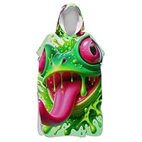 EOSDT Splash Frog Neon Green Surf Poncho Changing Robe Adults Hooded Swim Towel Cute Plus Size Womens Ponchos with Hood One Size