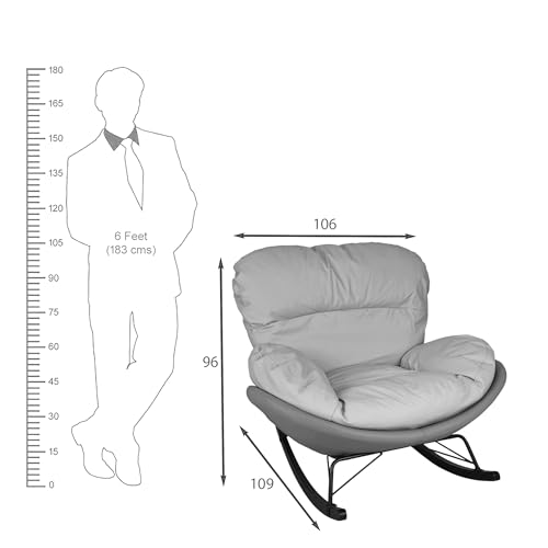 Image of The Attic Rocksy Lounge Chair, Aaram Chair for Adults, Modern Rocking Chair, Peach, Beige