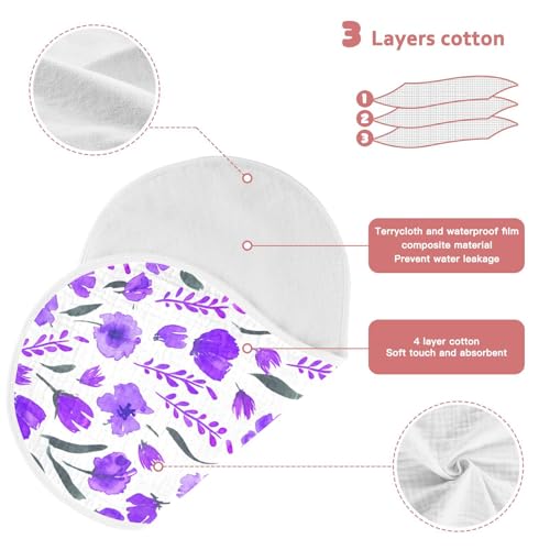 Watercolor Blooms Pattern Muslin Baby Burp Cloths - Super Absorbent and Soft Burping Rags - Cotton Burp Clothes Set for Boys and Girls, 2 Pack3