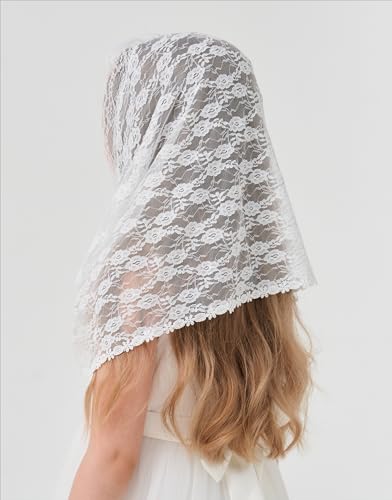 Floral Infinity Veils for Girls First Communion Infinity Scarf Baptism Veil for Girls Chapel Infinity Veils K64
