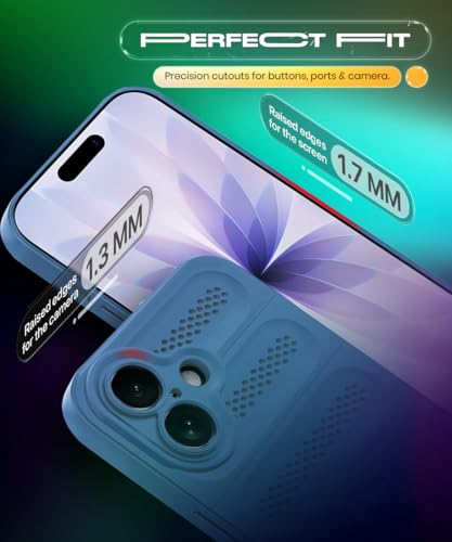 Image of WOW IMAGINE Ultimate Silicone Back Cover Case for iPhone 17 | Heat Dissipation Thin Soft TPU | 360 Camera Protection | Breathable Cooling Holes - Deep Blue