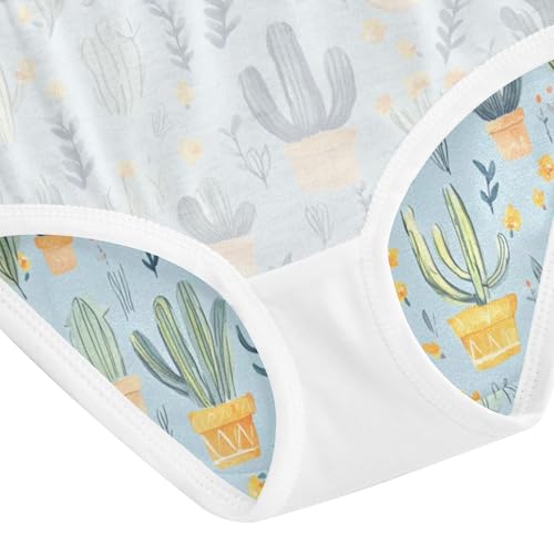 ZZKKO Watercolor Cactus Leaf Girls Underwear Toddler Panties for Girls Comfort Brief Size 2-8T4