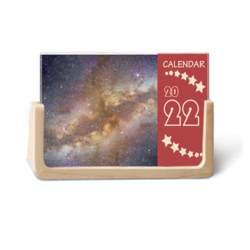 Calendrier de bureau 2022 galaxie jaune idée cadeau utile et esthétique