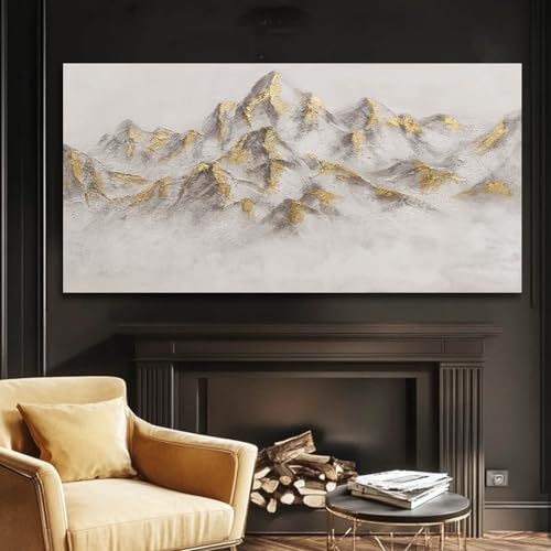 Toile murale grise et dorée SDYA de 73,7 x 147,3 cm pour salon moderne