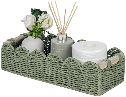 CubesLand Toilet Paper Storage Basket Scalloped Edge Home Decor Green