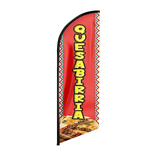 Fsflag Quesabirria Advertising Swooper Flag Banner, 8Ft Quesabirria Feather Flag, Advertising Feather Banner Sign For Quesabirria Business #TOP13
