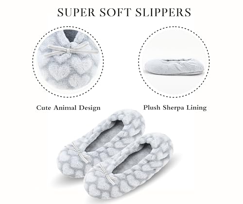 Image of Keyela Women's Ballerina Slippers,Non-Slip Bedroom Slippers Socks | Soft fuzzy slipper socks for ladies Indoor home slippers Cozy sock slippers Ballet Slippers