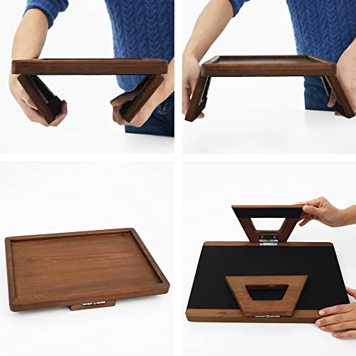 Phoenancee Sofa Armrest Clip On Tray Table,Portable Couch Arm Table Tray,Wood Side Tables For Drinks Snacks Tv Remote Controls Holder Organizer,Rectangular,Foldable,Super Stable(Dark Walnut) #TOP4