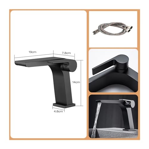 Robinet de lavabo cascade en laiton gris noir chic pour salle de bains