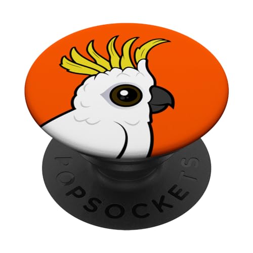 Cute Cartoon Sulphur-crested Cockatoo Raised Crest Bird PopSockets Swappable PopGrip