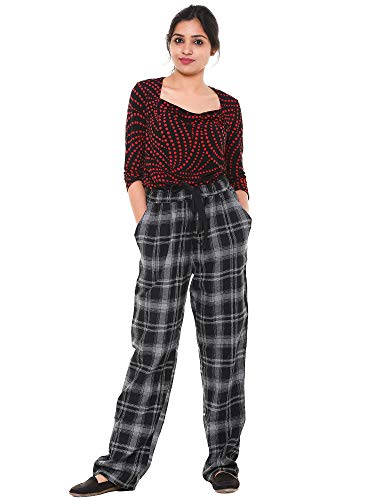 Image of Womens Multicolor Cotton Checkered Pyjama | Checks Pajama for women with Elastic & Drawstring Plus Size (S TO 8XL)