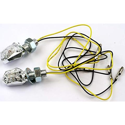 IGUANA CUSTOM PARTS - Approved Motorcycle Turn Signals Tiny, Chrome, Clear Lens with 6 High Brightness LEDs, Very Small and Highly Visible. Pack of 2 Units Cover