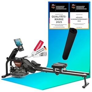 Christopeit Rudergerät für Zuhause – Wasserrudergerät WP 2000 oder Garda - Aluminium-Schiene - Bluetooth - bis 120 kg (Garda inkl. Bodenschutzmatte)