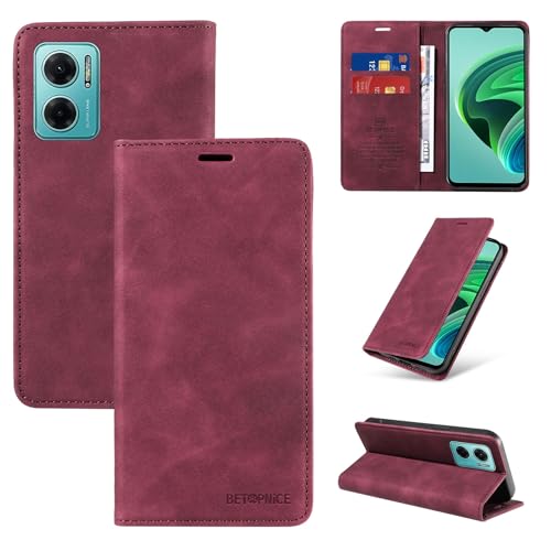 �E�H���b�g�P�[�X Xiaomi Redmi Note 11E 5G/Redmi 10 Prime+ 11 PRIME 5G �P�[�X �J�[�h�z���_�[�t�� �t���b�v�J�o�[ RFID �u���b�L���O�ی샌�U�[�P�[�X �ϋv���̂���ϏՌ��J�o�[(Red)