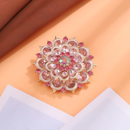 Image of Vintage Crystal Rhinestone Flower Brooch Pins for Women Fashion Snowflake Sunflower Brooches for Dress Suit Hat Accessories broach Jewelry