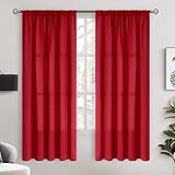 BGment Sheer Curtains 63 Inch Length 2 Panels Set, Rod Pocket Linen Look Light Filtering Semi Sheer...
