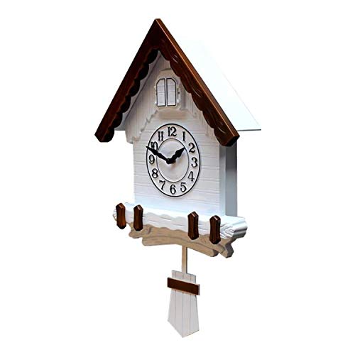 Three Secondz Open and Close Door Plastic Cuckoo Analog Wall Clock White with Brown Pack of 1 (NO Music ON/Off Button, Read Description Before Placing Order) 1