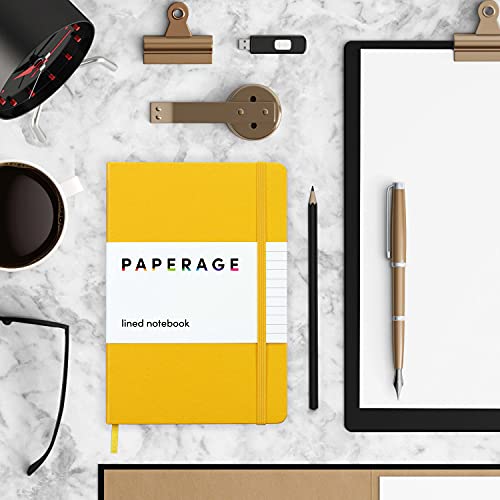 PAPERAGE-3-Pack-of-Lined-Journal-Notebooks-Yellow-Blush-Turquoise-Hard-Cover-Medium-57-X-8-inches-100-gsm-Thick-Paper-Use-for-Office-Home-School-or-Business-Ruled