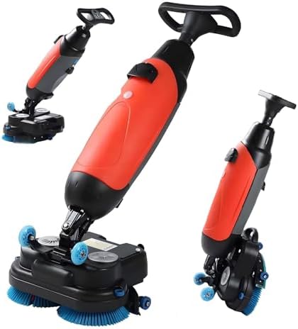 17” Floor Buffer Machine - Walk Behind Scrubber Dryer, 240 RPM, 120 Min Runtime, Ideal for Small Businesses, Offices, Retail Spaces & More - Efficient Cleaning Solution in Red